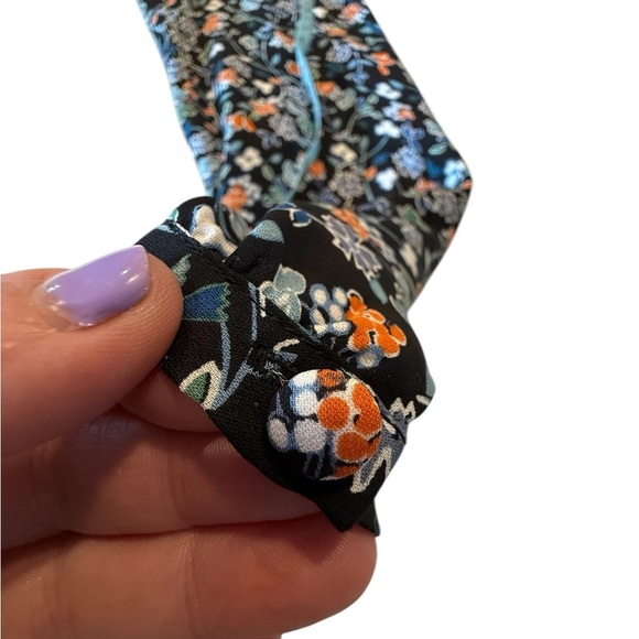 Veronica Beard Silk Floral Ruched Mini Dress Orange Blue 100% Silk S172-WFP2335 - Picture 12 of 16